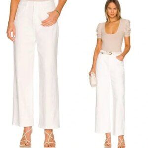 MOTHER The High Waisted Tunnel Vision Ankle White Denim Jeans Wide Leg Size 32